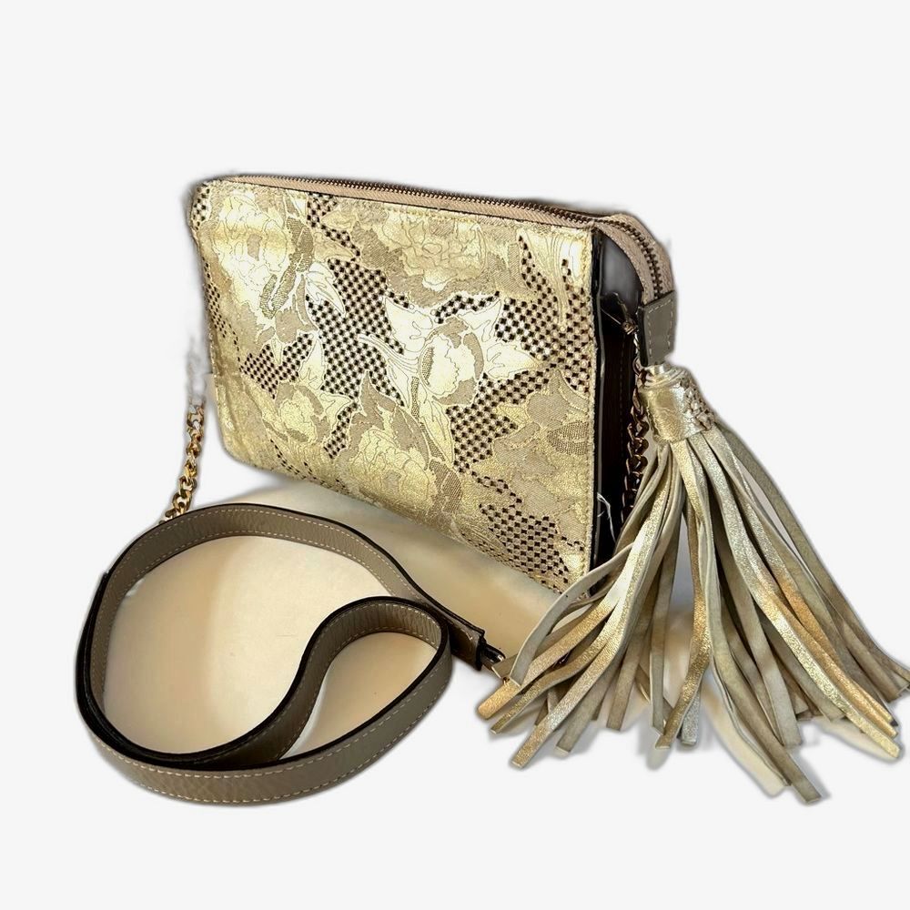 Vittoria Napoli Italian Leather Rose Gold Wedding Party Crossbody Clutch Purse - Picture 3 of 16